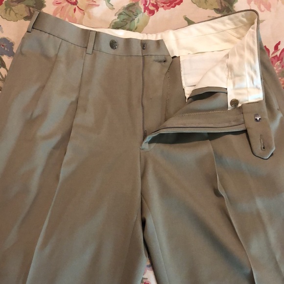 Vtg BROOKS BROTHERS 346 Trousers Size 36”W 28”L Tan Pleat 100% Wool Career $195 - Picture 9 of 16